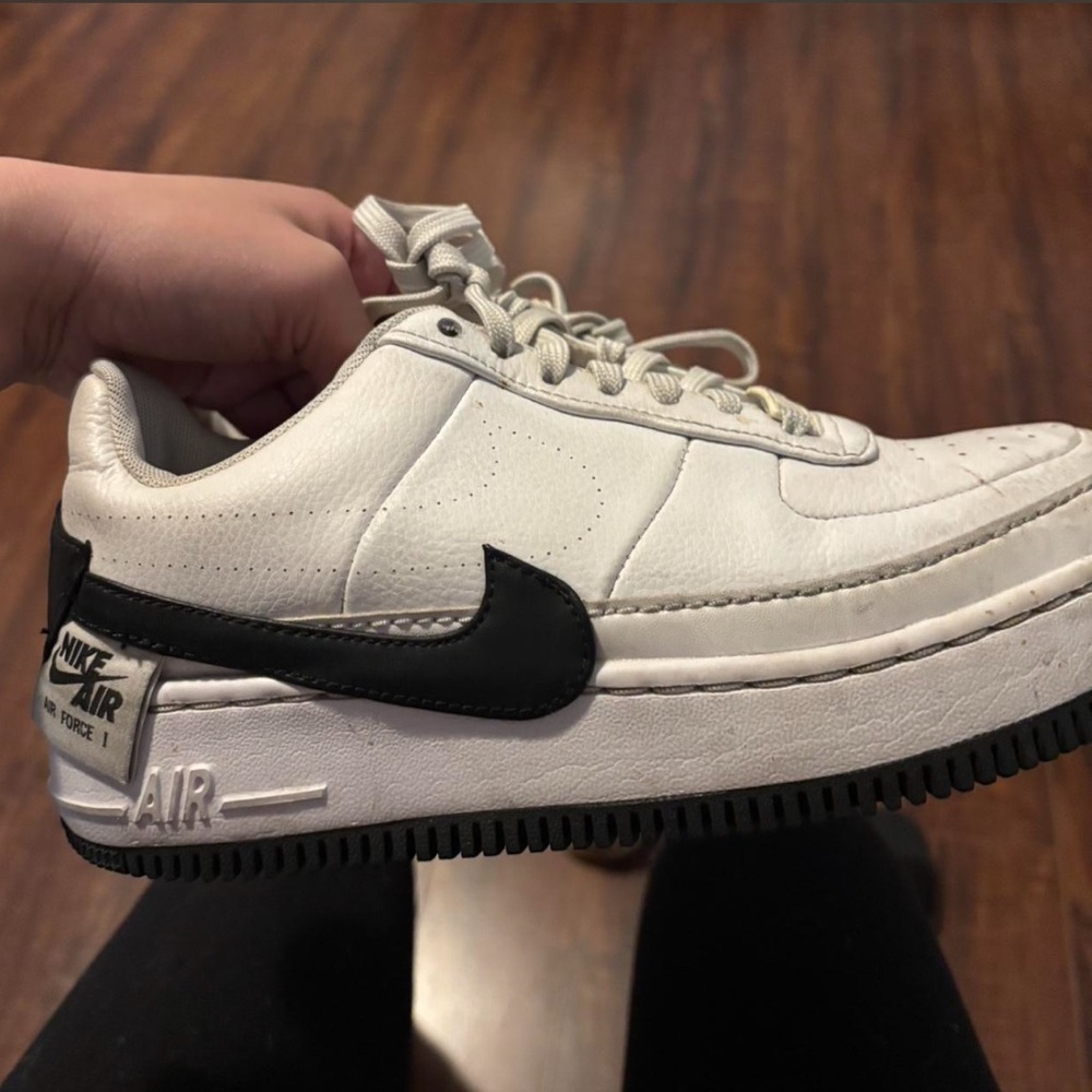 Nike White and Black Air Force 1 Low Women's Sneakers!